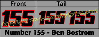 Bostrom Race Number Set 3 decals No 155
